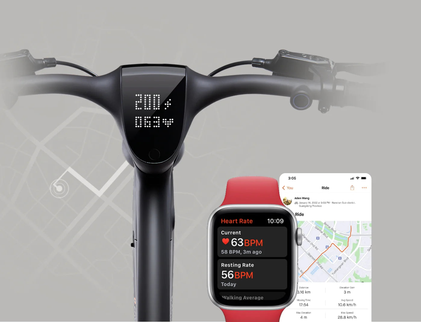 lekki rower miejski elektryczny URTOPIA z wbudowanym GPS